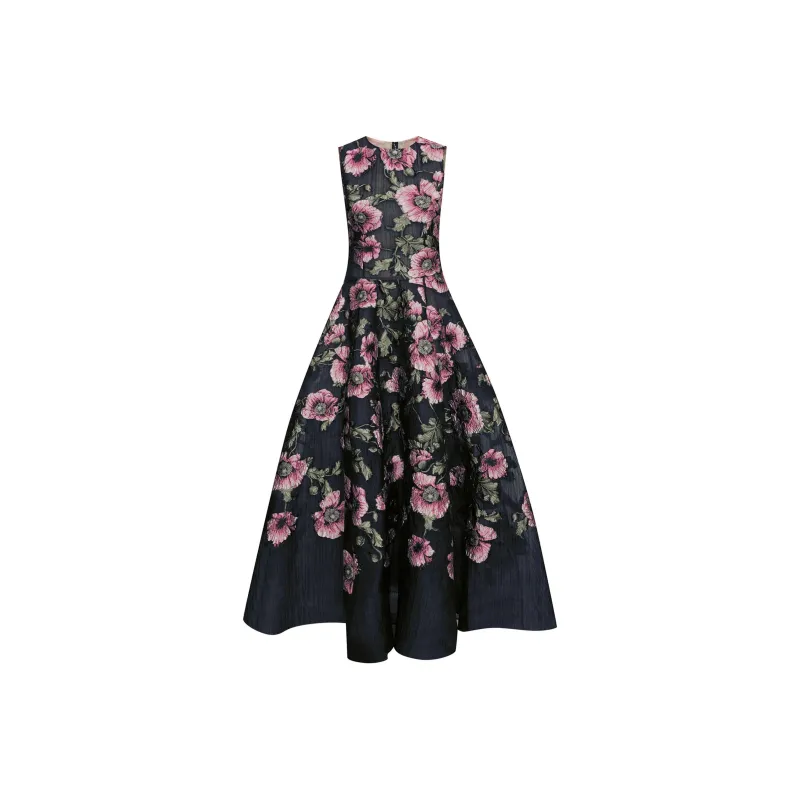Oscar De La Renta Poppy Fil-coupé Gown-0