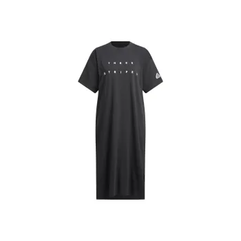 Adidas Loose Single-Sided Plain Knit T-Shirt Dress Short-Sleeved Dresses Women's Black