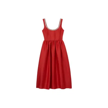 Self-portrait Taffeta Diamante Midi Dress