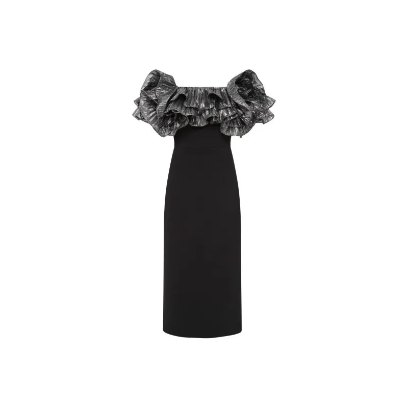 Rebecca Vallance Lumi Ruffled Midi Dress-0