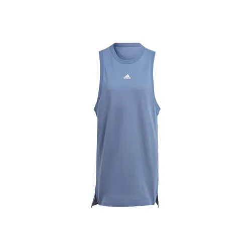 Adidas SPORTSWEAR RESORT GRAPHIC TANK DRESS Sleeveless Dress Women's Blue