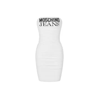 MOSCHINO Logo print Strapless Midi Dress