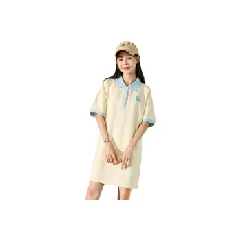 Tonlion Short-Sleeved Dresses Women's Custard