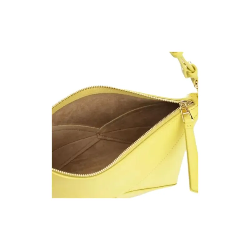 LOEWE Puzzle Fold Cow Leather Shoulder Bag Women's Yellow-4
