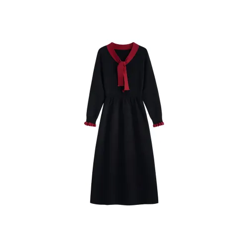 Alxnan Long Sleeved Dresses Women's Black