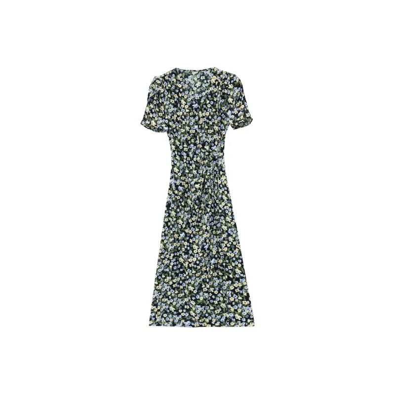 Fashion Versatile Dress Women's Multicolor Floral Design-0