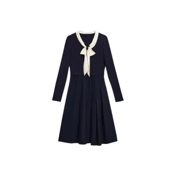 Yiner Long Sleeved Dress Women's Navy Blue