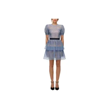 Self portrait Short Sleeved Dresses Women's Blue