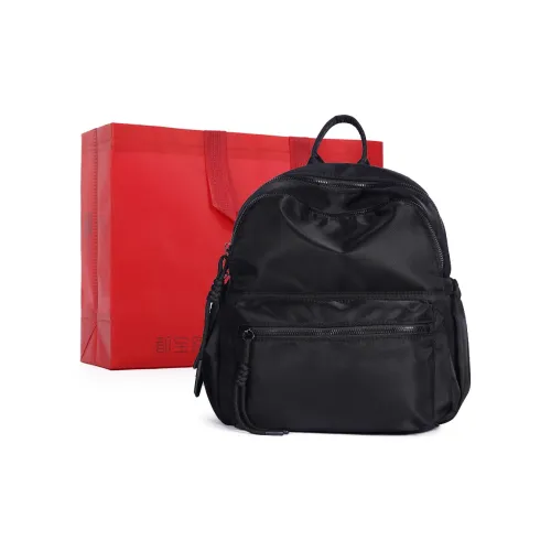 Dubaolu Fabric Backpack Medium Size Women's Black/Light Camel