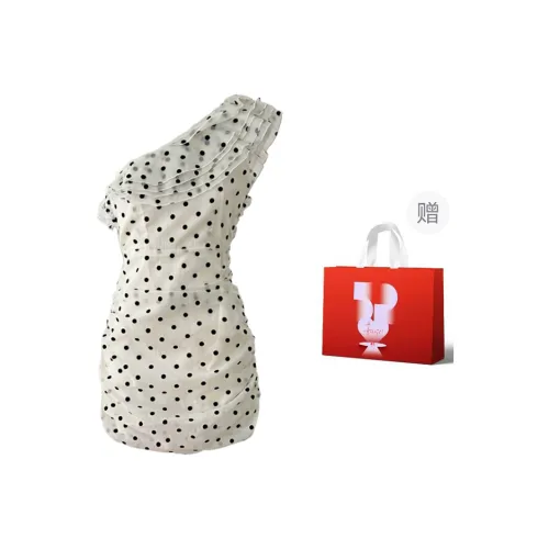 AURORA MUSE Short Sleeved Dress Women's Black White Polka Dot