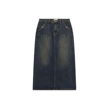 GUESS Denim Long Skirts Women's Dark Blue