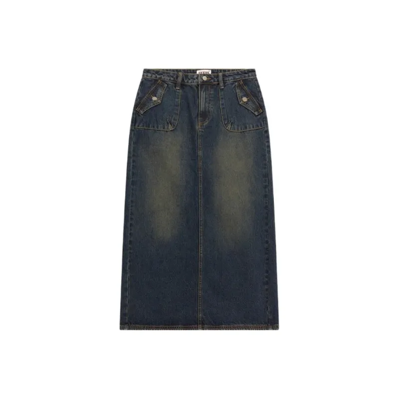 GUESS Denim Long Skirts Women's Dark Blue-0