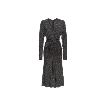 PINKO Armeni Embellished V Neck Midi Dress