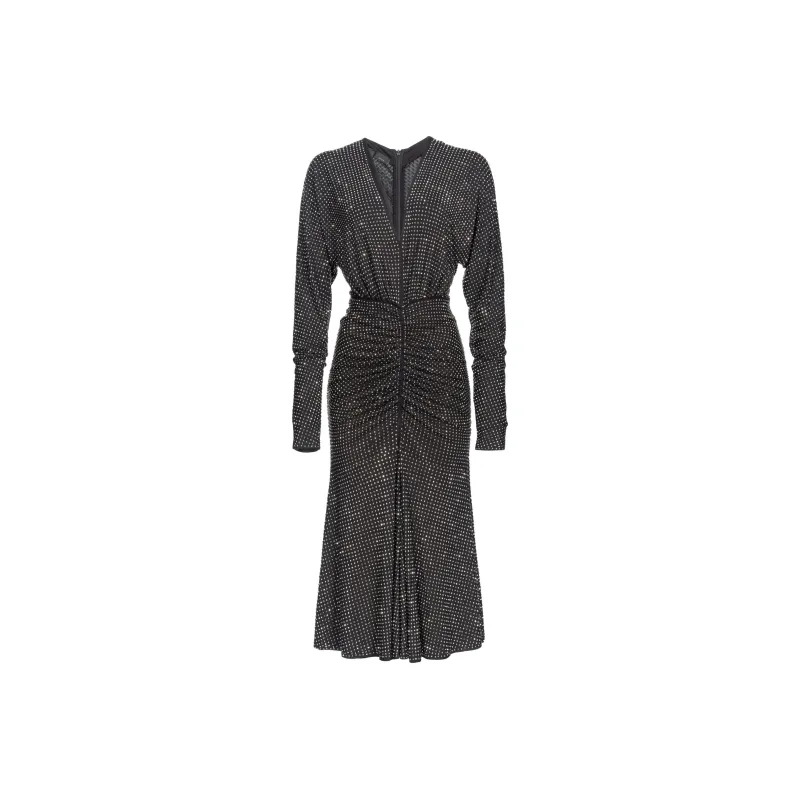 PINKO Armeni Embellished V Neck Midi Dress-0