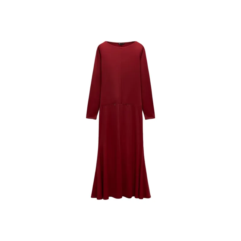 ZARA Long-Sleeved Dresses Women's Deep Red-0