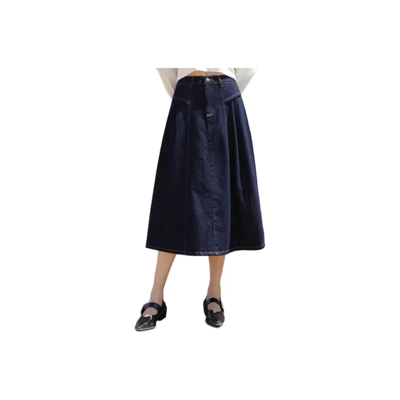 YUNGE Denim Long Skirts Women's Dark Blue-0
