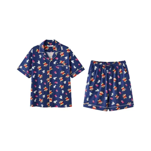 QINZUIMAO x Crayon Shinchan Pajama Set Men's Dark Blue