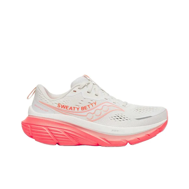 Sweaty Betty x Saucony Guide 18 Cushioning And Breathable Low Top Running Shoes Women's White-1