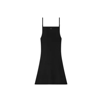 COURREGES Sleeveless Ribbed Knit Mini Dress