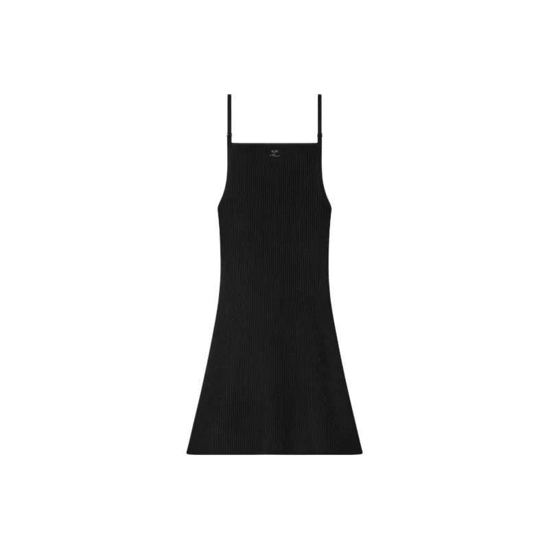 COURREGES Sleeveless Ribbed Knit Mini Dress-0