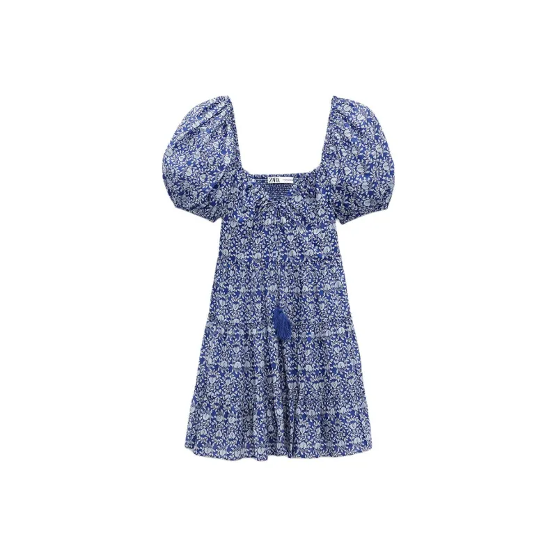 ZARA Short-Sleeved Dresses Women's Blue-0