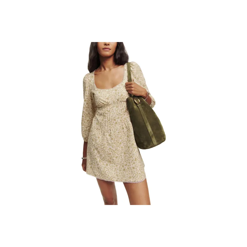 REFORMATION Miara Dress Long-Sleeved Dresses Women's Beige Brown-0