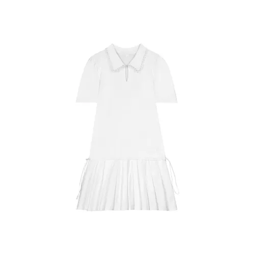 ELF SACK Short Sleeved Dresses Women's Preppy White