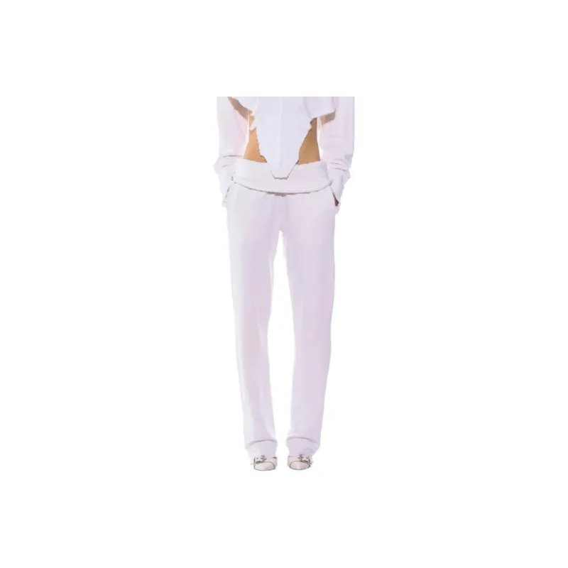 SAMI MIRO VINTAGE FW24 FOLD OVER SWEATPANTS IN WHITE TERRY Knitted Sports Pants Women's White-0