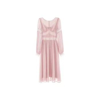 AFGGD Long-Sleeved Dresses Women's Pink