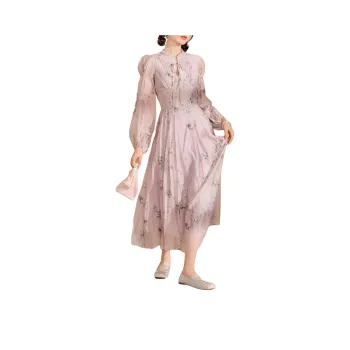 QIAOYUHUAZUN Long Sleeved Dresses Women's Purple