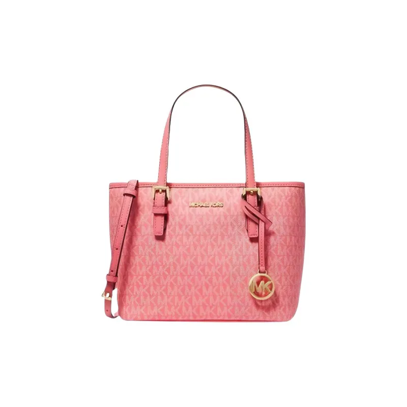 MICHAEL KORS Jet Set Coated Canvas Tote Bag, Shopping Bag, Handbag, Shoulder Bag, Crossbody Bag Women's Dragon Fruit-0