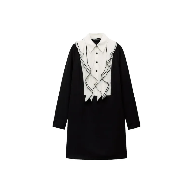 ZARA Long-Sleeved Dresses Women's Black-0