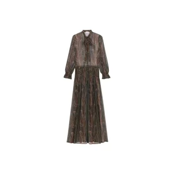 SAINT LAURENT Lavallière Gathered Long Sleeved Dress
