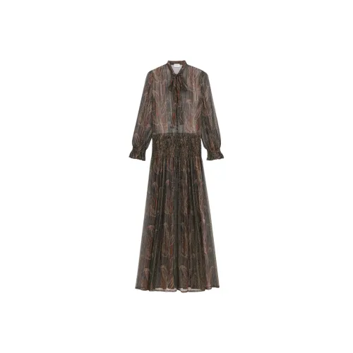 SAINT LAURENT Lavallière Gathered Long Sleeved Dress