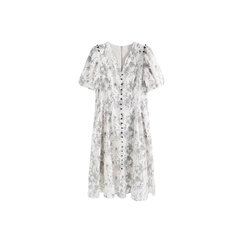 HUASJ Short-Sleeved Dresses Women's Floral Moon Hot Spring-0