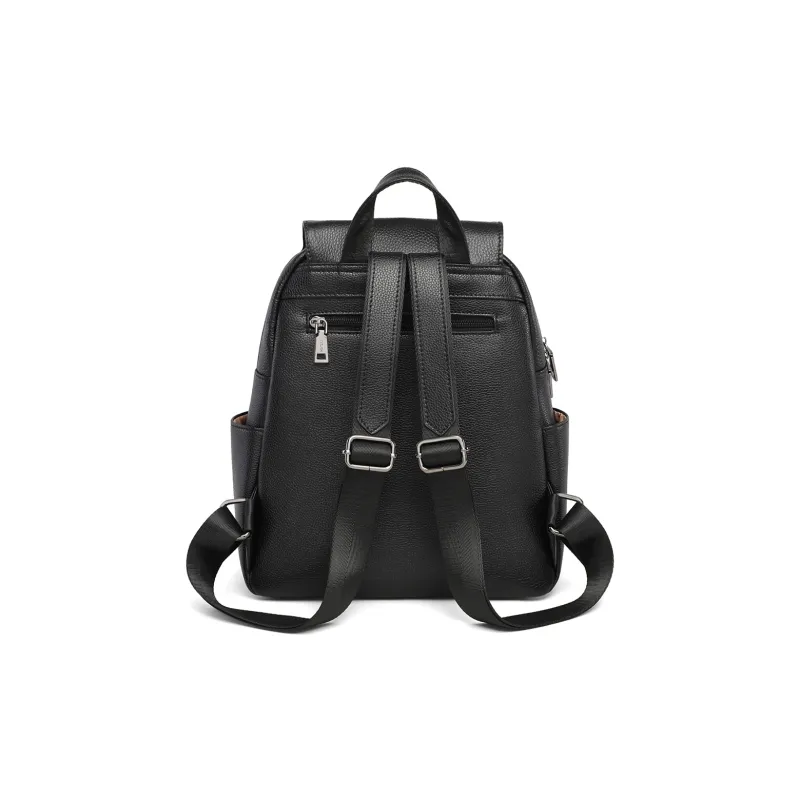 EBLAN Cow Leather Backpack Large Size Women's Black-3