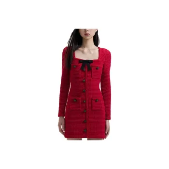 Self portrait Long Sleeved Dresses Women's Burgundy