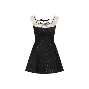 CHIWAWAMEME Sleeveless Dress Women's French Black & Apricot