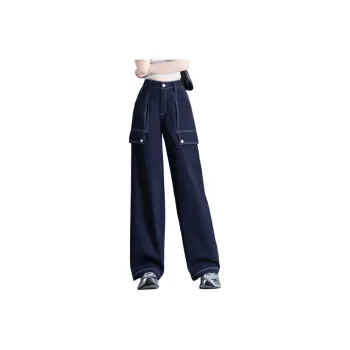 You Cow Me Pants Cargo Pants Women's Navy Blue