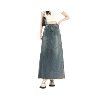 FAWENXIANGZI Denim Long Skirt Women's