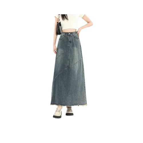 FAWENXIANGZI Denim Long Skirt Women's