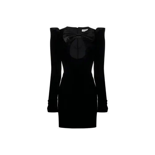 Alessandra Rich Bow Detailed Long Sleeved Mini Dress