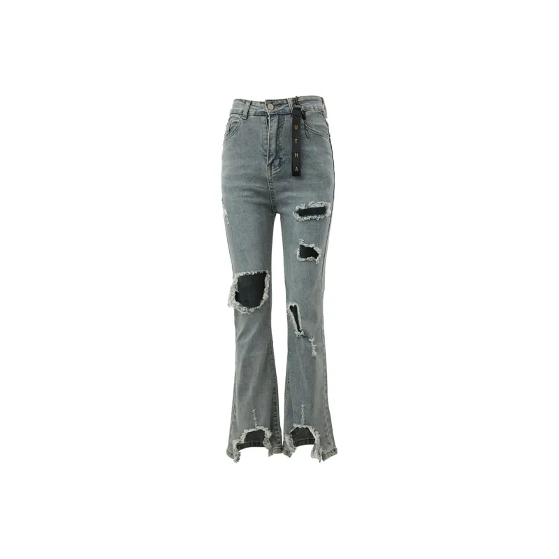 UTHA Jeans Women's Blue Ripped Jeans-0