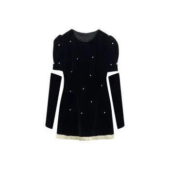 TUSHIFEI Long Sleeved Dresses Women's Black