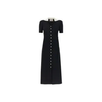 MIU MIU Embellished Short-Sleeved Flared Dress