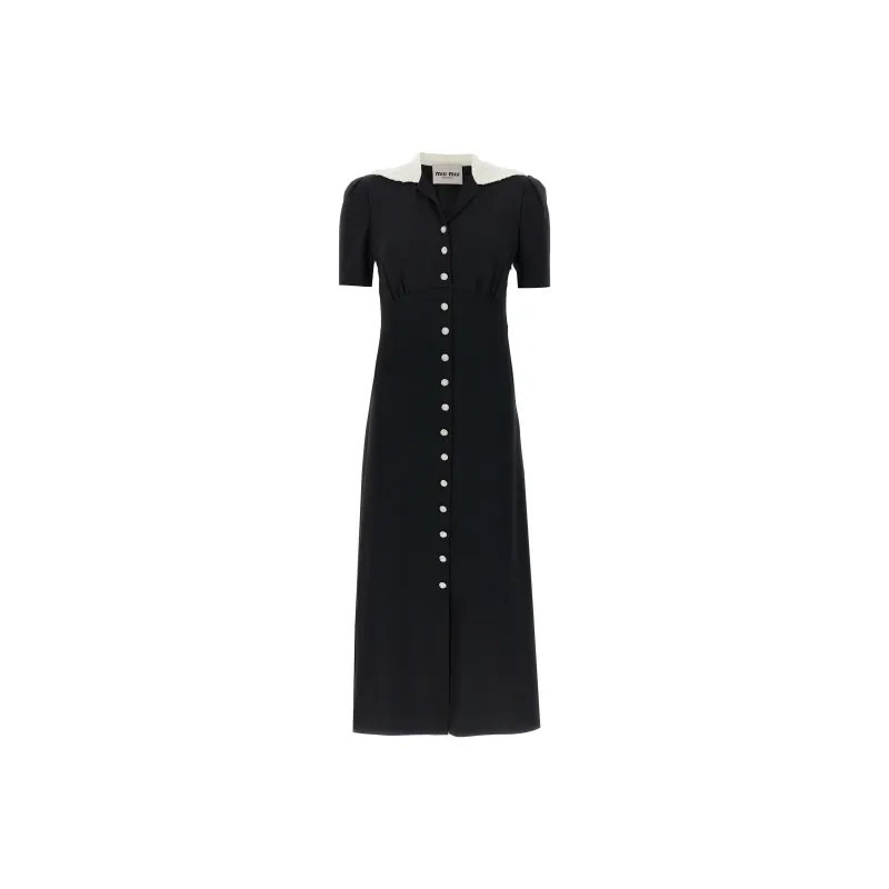 MIU MIU Embellished Short Sleeved Flared Dress-0