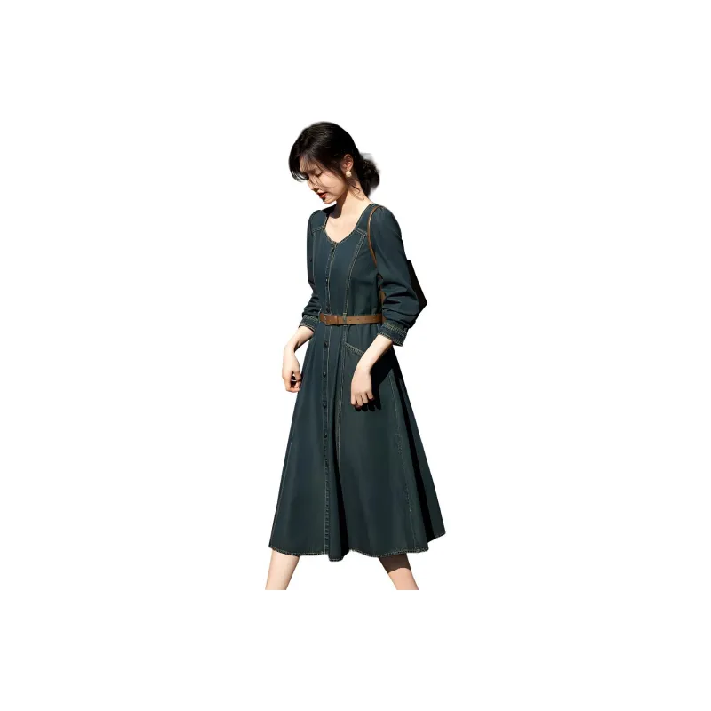 XWI Long Sleeved Dresses Women's Denim Blue-0