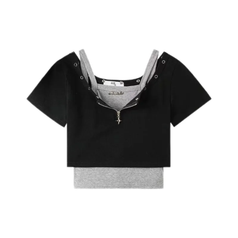 ABBY GODDESS T Shirts Women's Black Gray-0