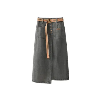 Cypress House Denim Long Skirts Women's Gray Blue