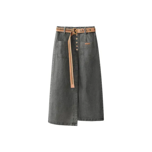 Cypress House Denim Long Skirts Women's Gray Blue